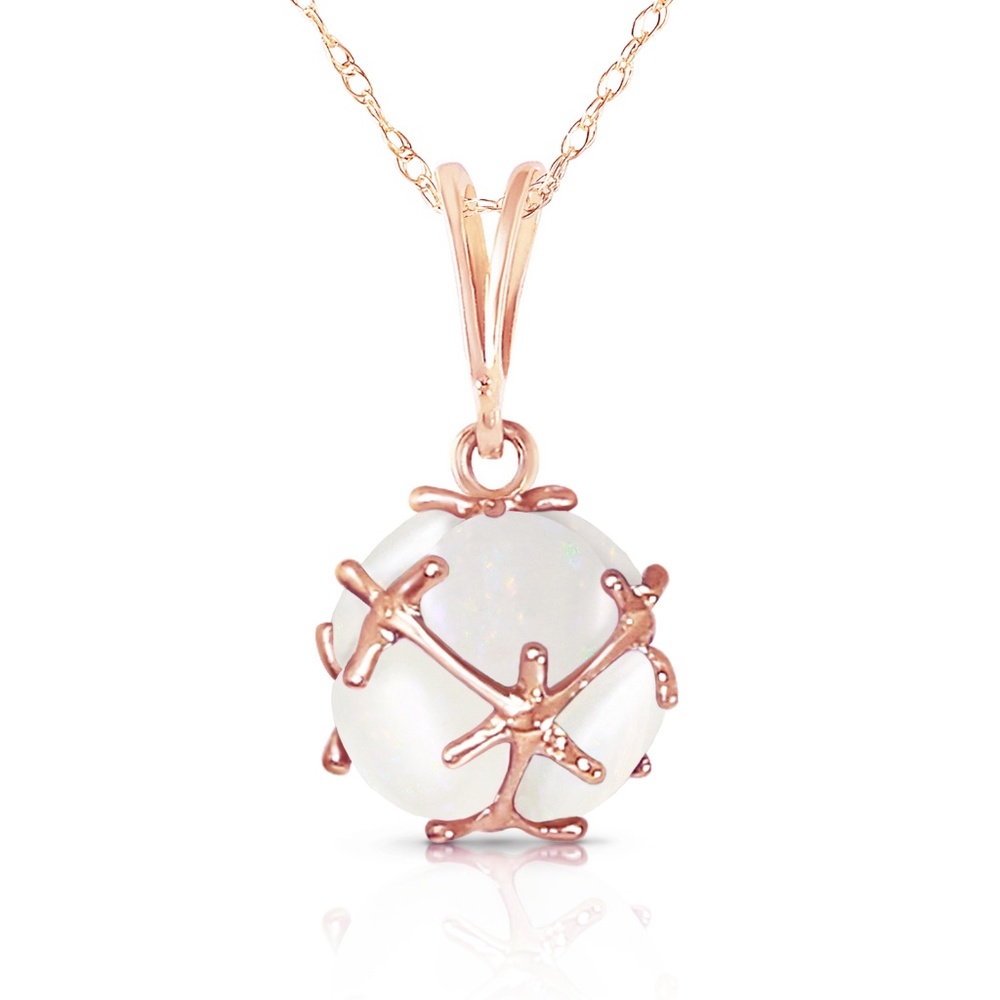 14K. SOLID GOLD NECKLACE WITH NATURAL OPALS - Picture 3 of 7